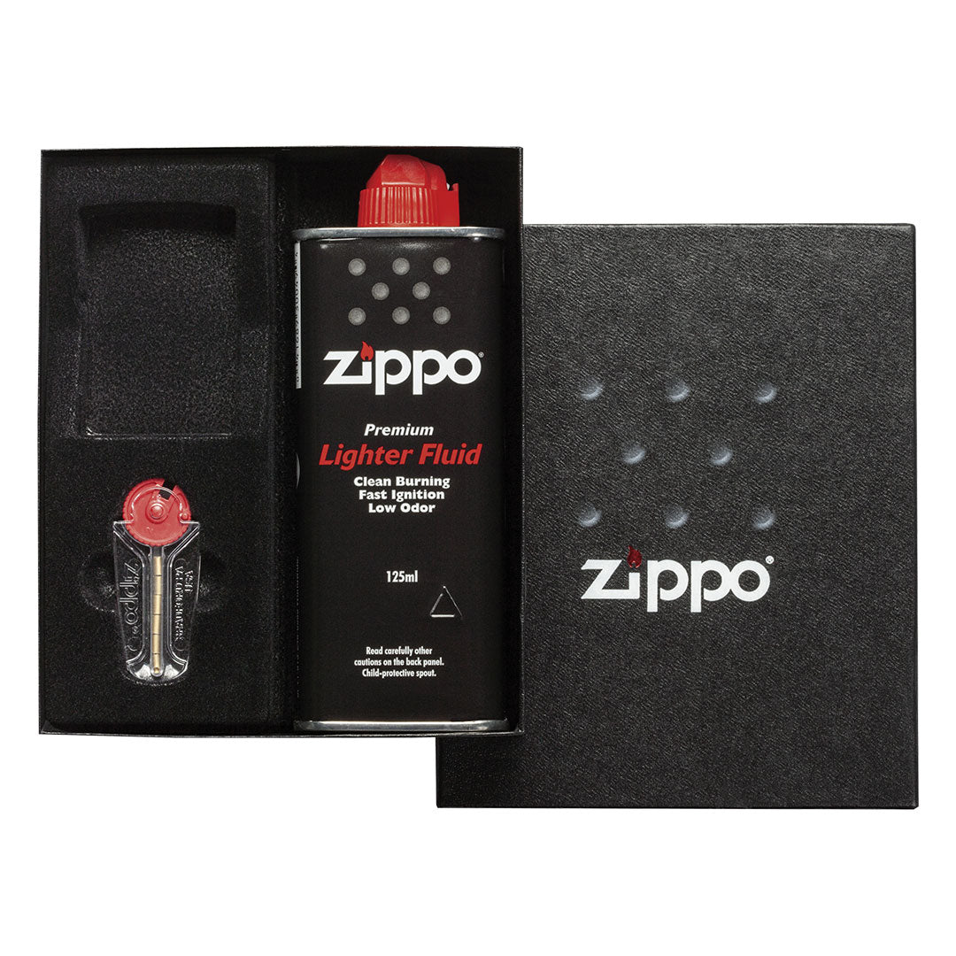 ZIPPO SET 50R poklon kutija sa benzinom kremenom i prostorom za upaljac crna