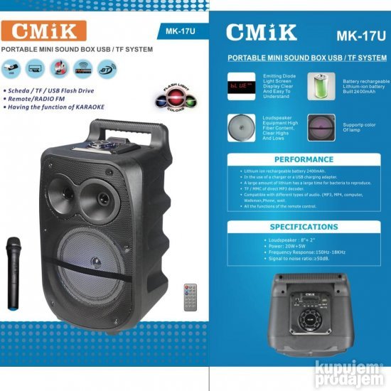 Zvucnik bluetooth model MK 17U novo